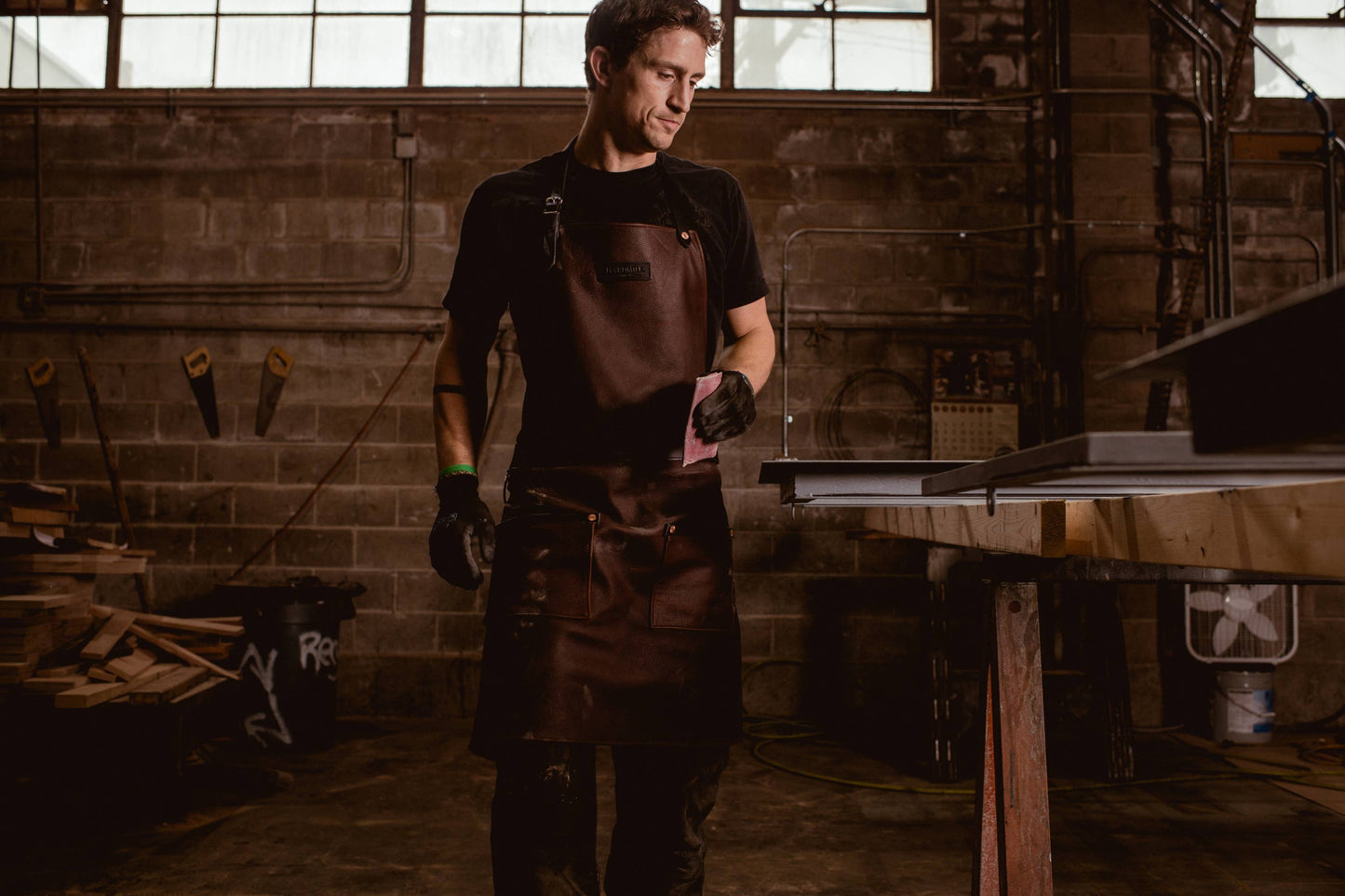 Hardmill Cognac Leather Rugged Work Apron