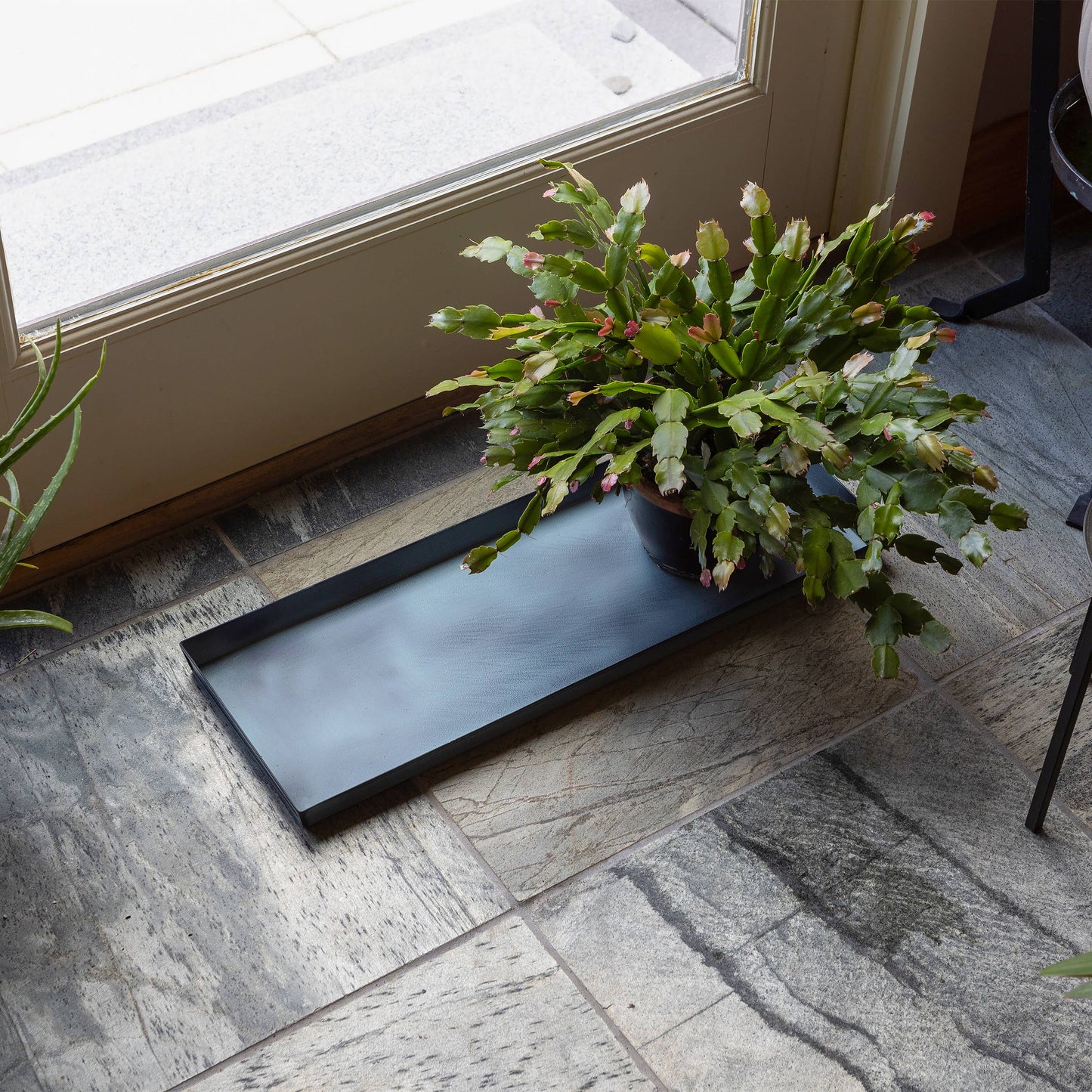 Galvanized Steel Planter Tray, Nantucket Blue, Medium