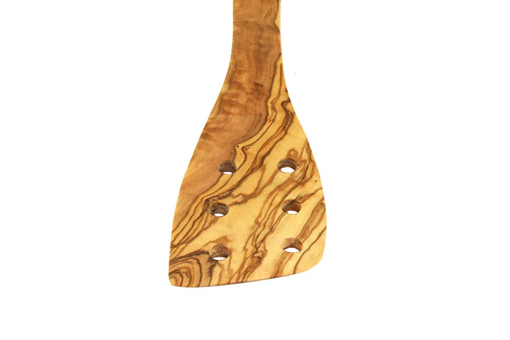 Wood Spatula with Holes 12 Inch Olive Wood