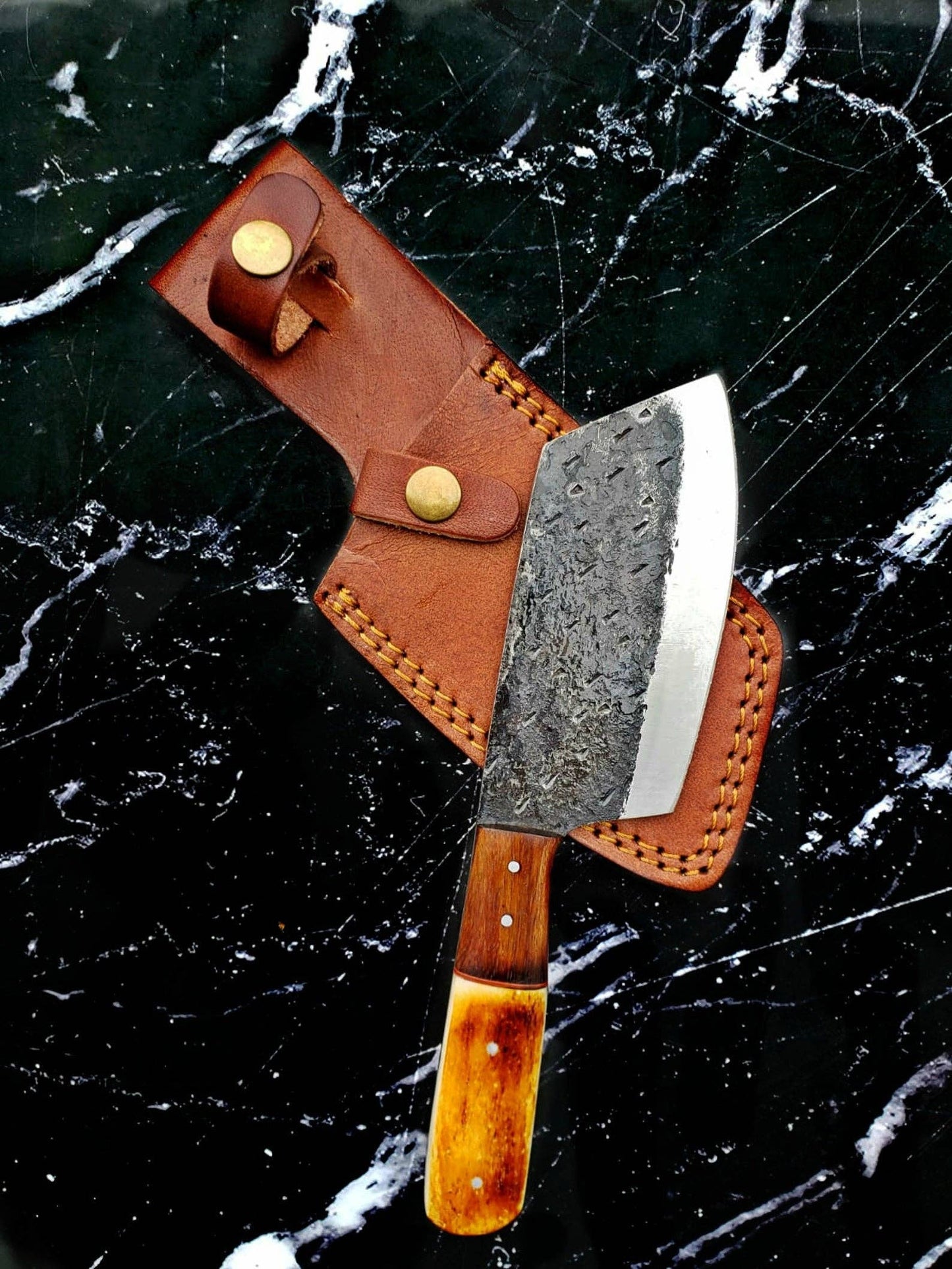 Handmade Carbon Steel Cleaver Knife for Kitchen & Outdoor use by Titan International Knives TC-038