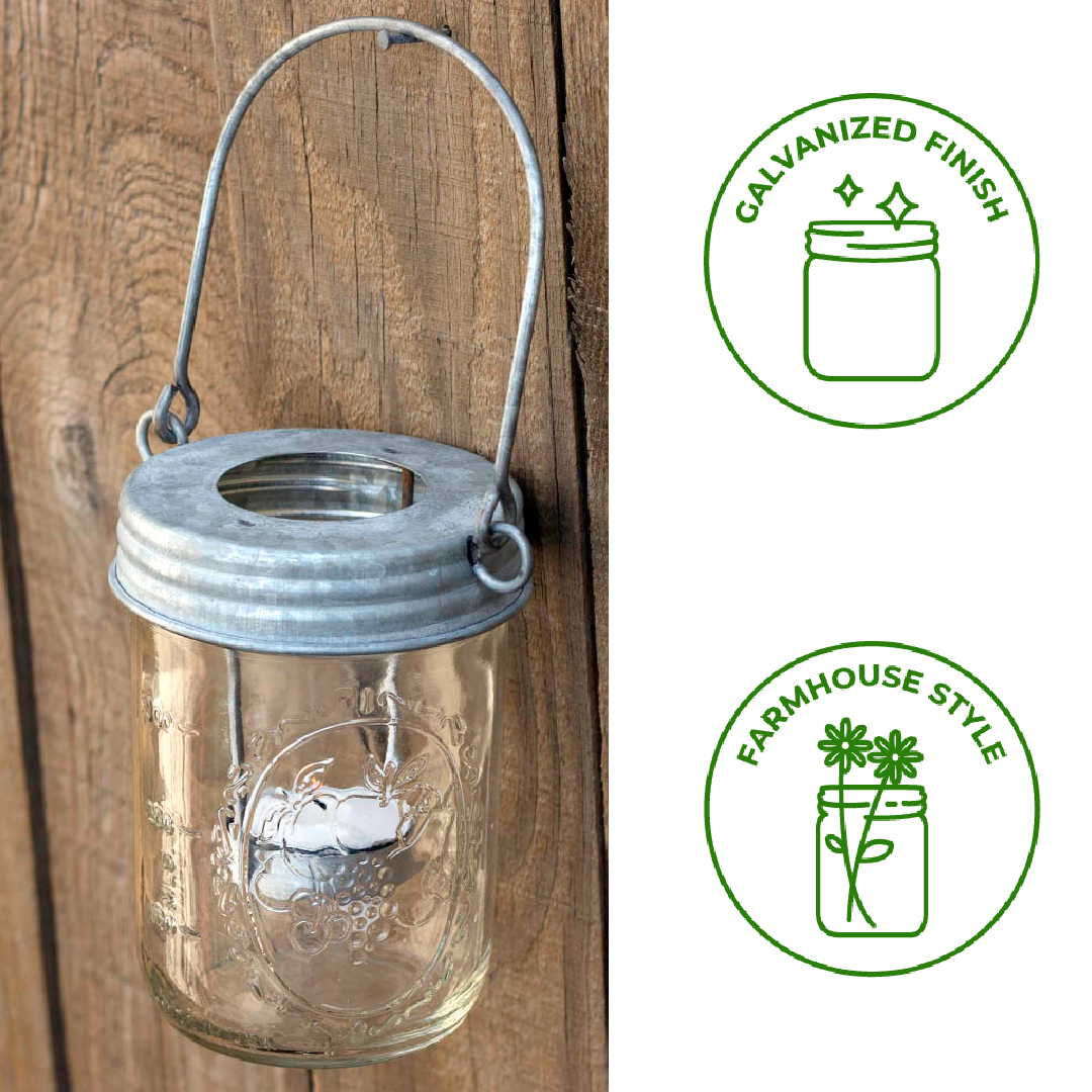 Galvanized Metal Tea Light Candle Holder Lids With Handles