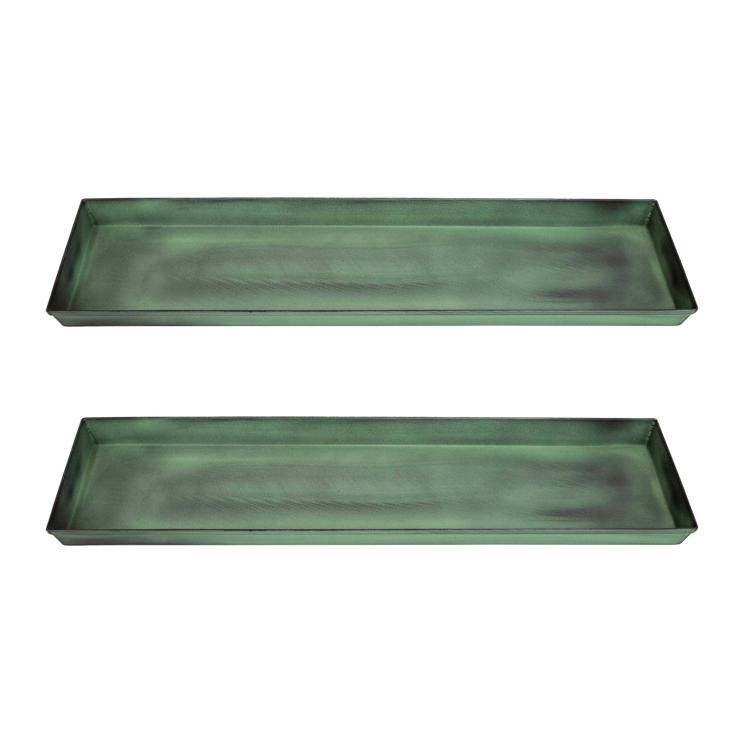 Galvanized Steel Planter Tray, Green Patina Finish, Small