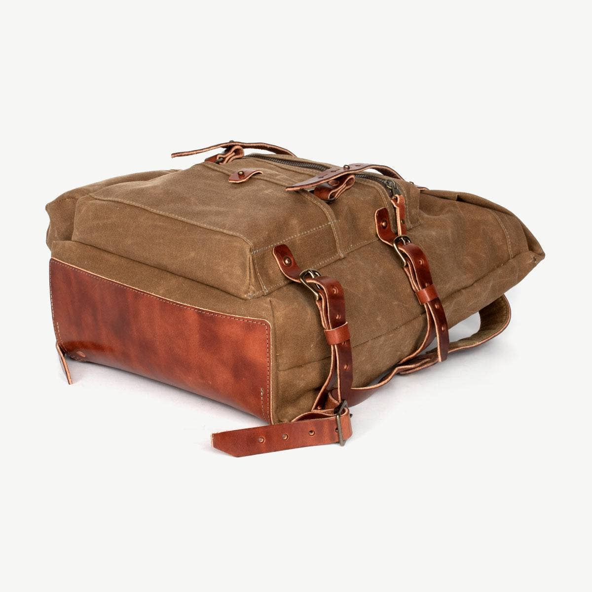Wilder Waxed Canvas and Leather Backpack - Brush Brown