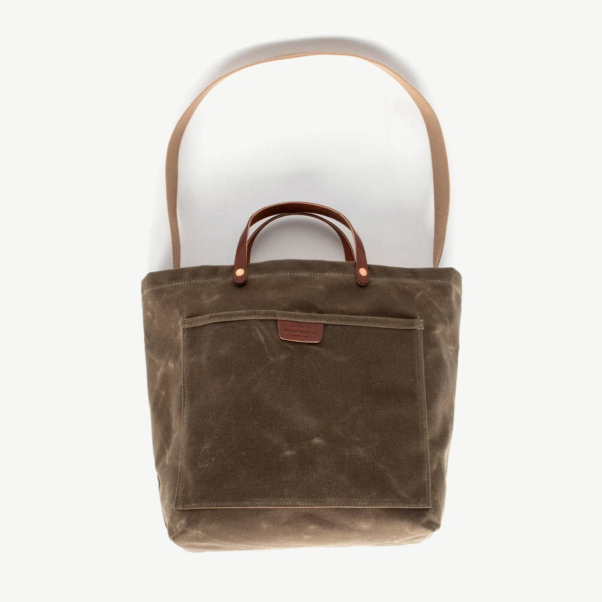 Waxed Canvas Coal Tote Bag - Field Tan with Shoulder Strap