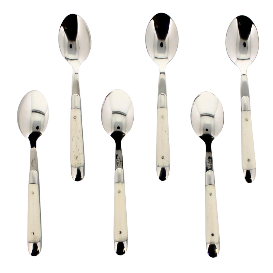 Forge de Laguiole Dessert Spoons Bone Set of 6