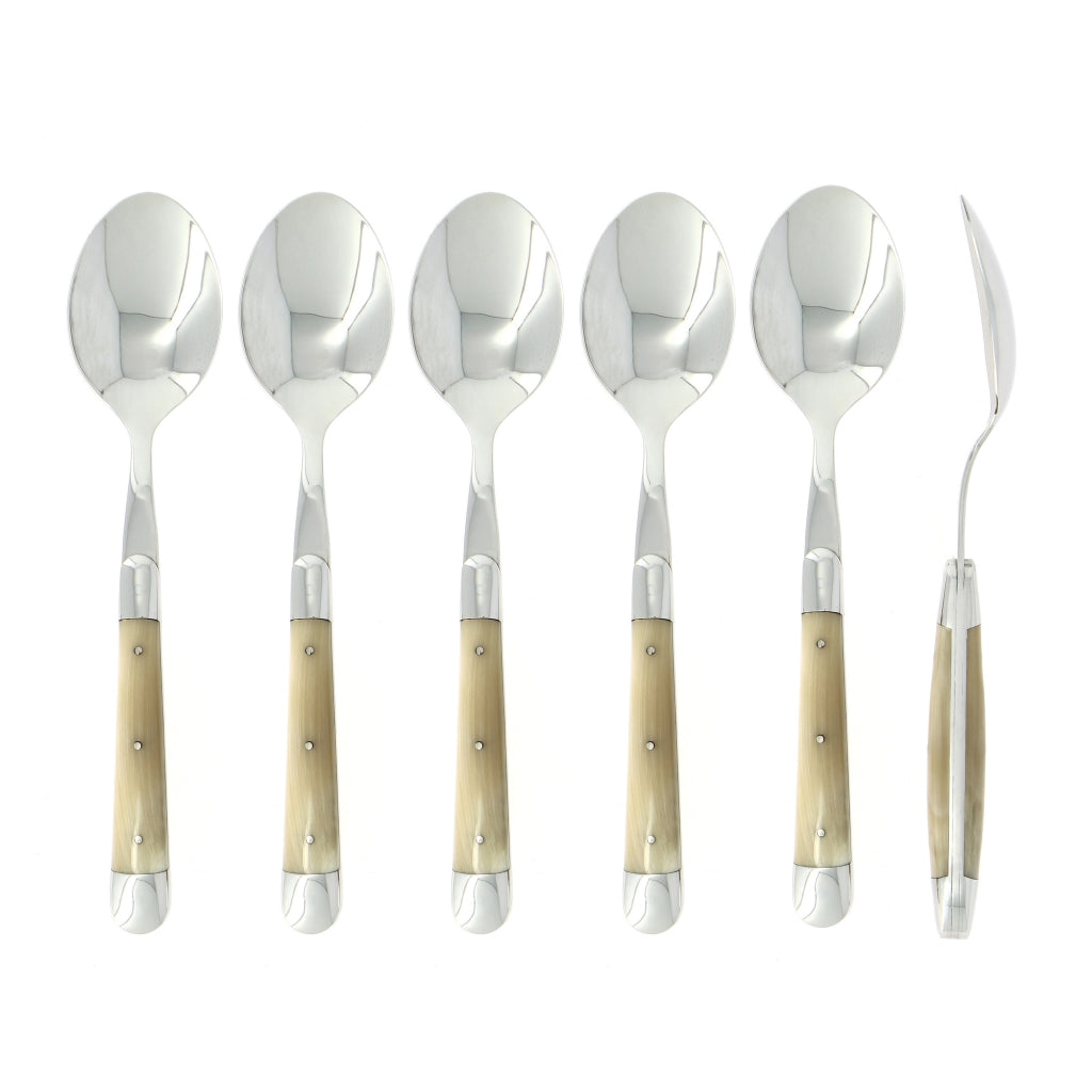 Forge de Laguiole Soup Spoons With Horn Tip Handles