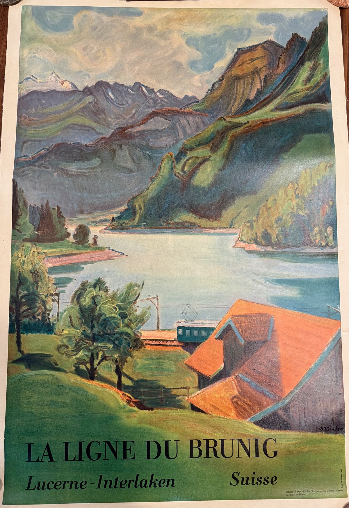 Swiss Countryside Vintage Poster - La Ligne Du Brunig by Fritz Zbinden