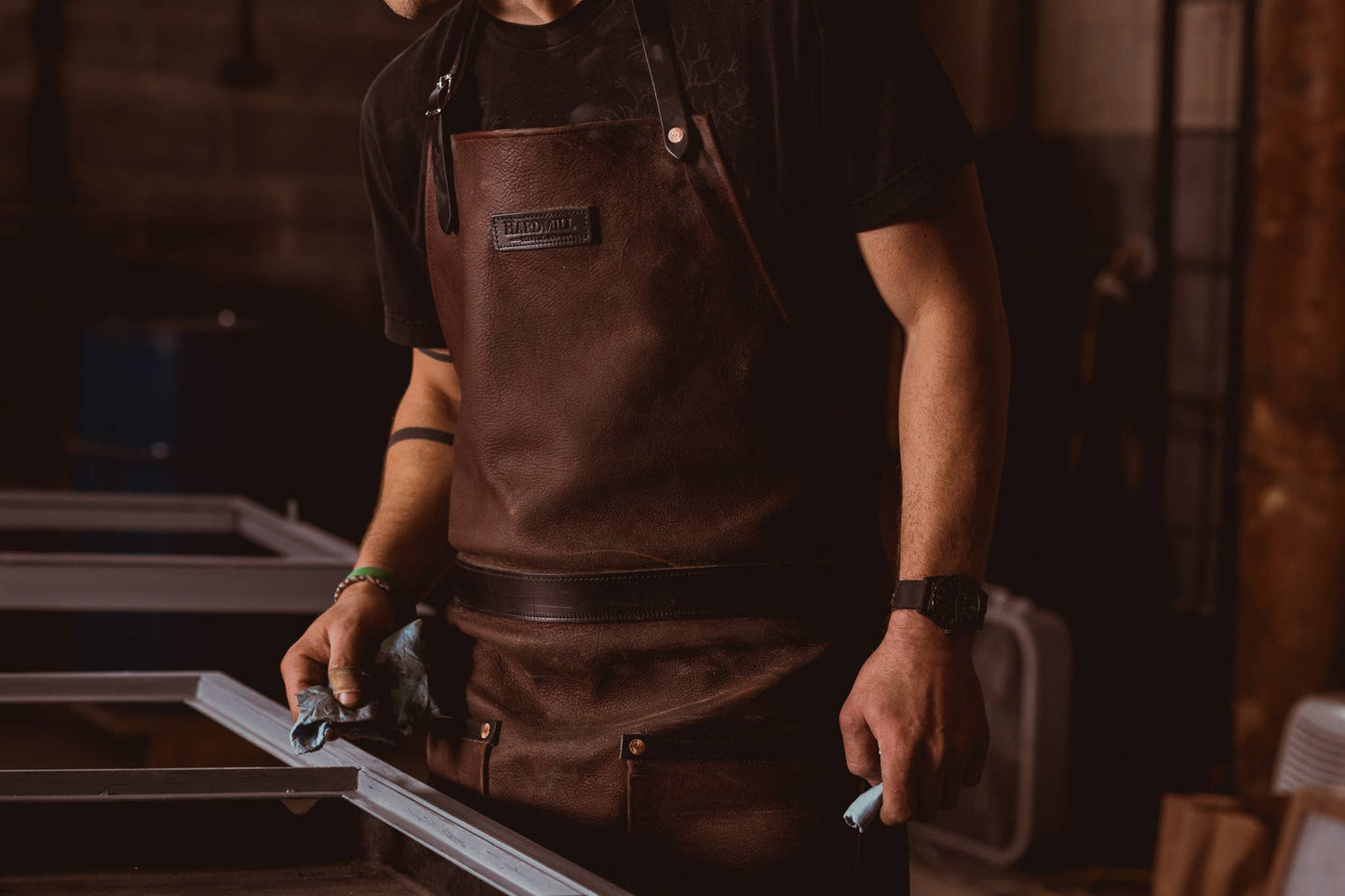 Hardmill Cognac Leather Rugged Work Apron