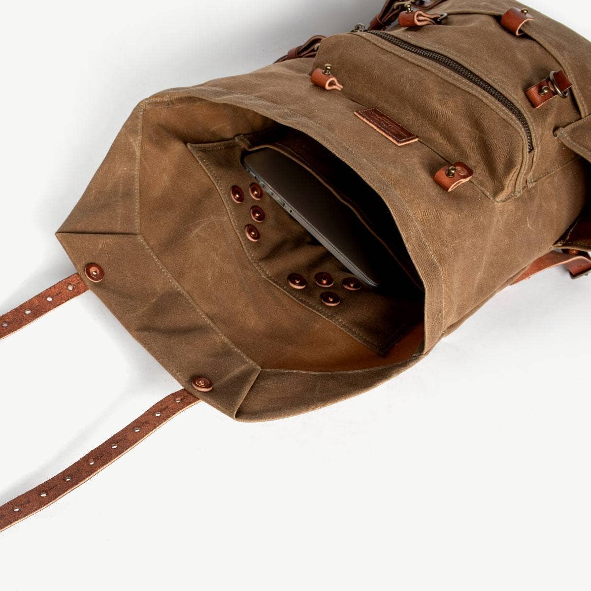 Wilder Waxed Canvas and Leather Backpack - Brush Brown