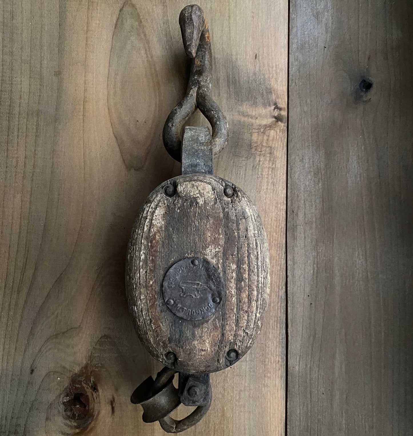 Vintage Barn Pulley Block and Tackle Western Lock Co. Small Double