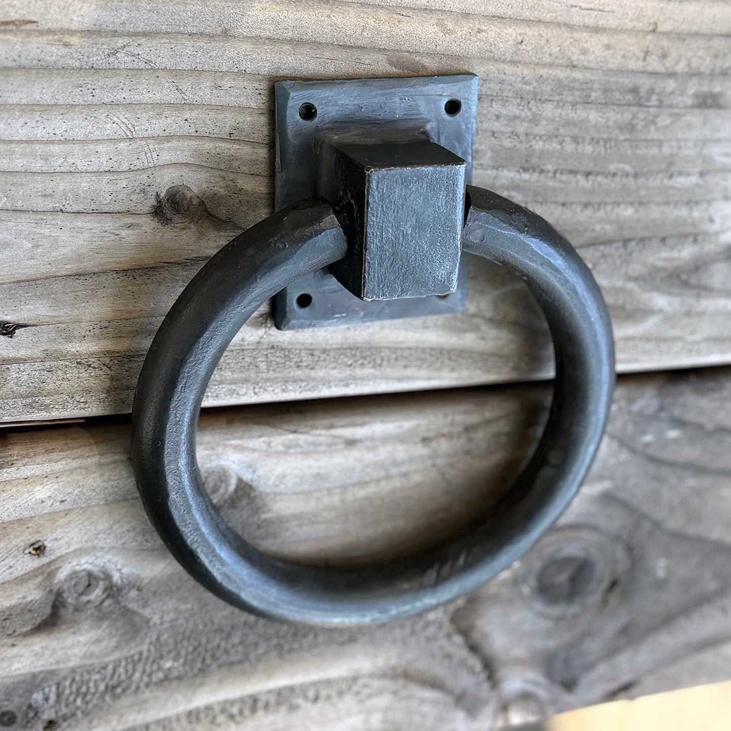 Large Forged Door Knocker / Gate Pull - Steel / Iron with Beeswax Blacksmith Finish