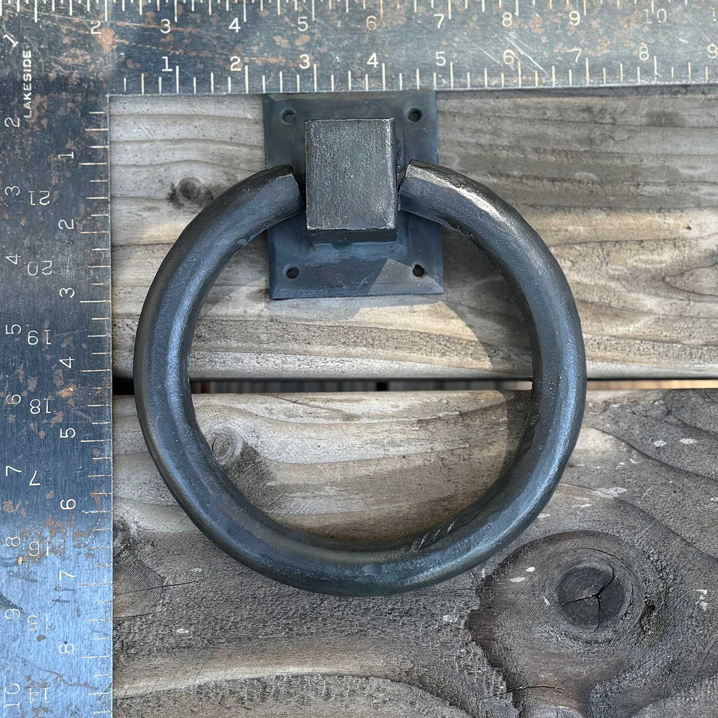 Large Forged Door Knocker / Gate Pull - Steel / Iron with Beeswax Blacksmith Finish