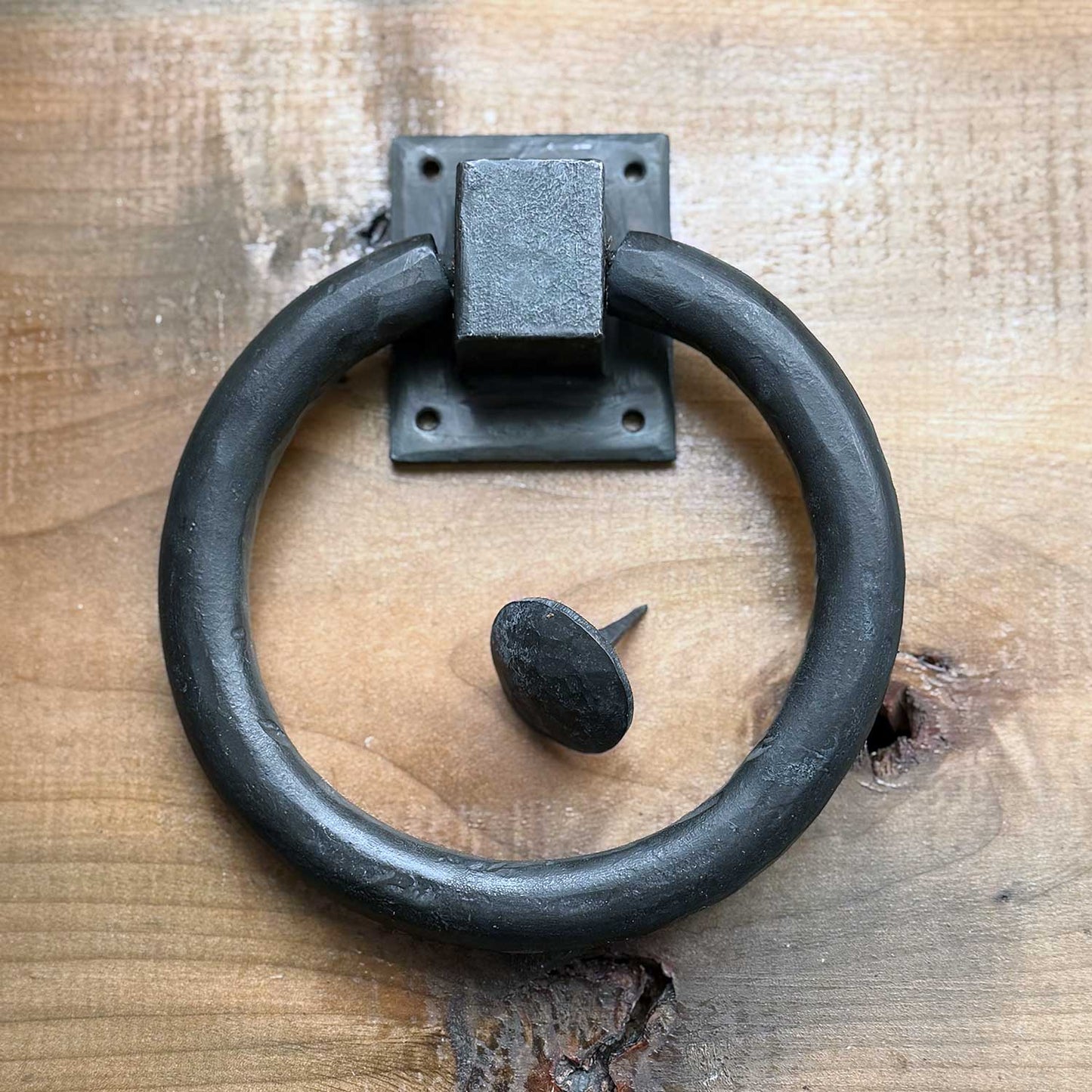 Large Forged Door Knocker / Gate Pull - Steel / Iron with Beeswax Blacksmith Finish