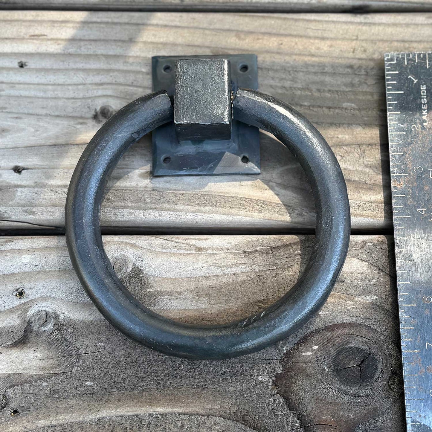 Large Forged Door Knocker / Gate Pull - Steel / Iron with Beeswax Blacksmith Finish
