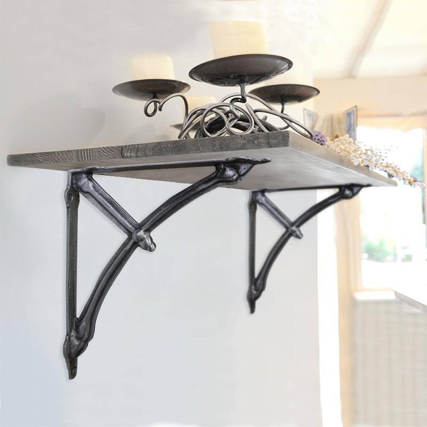 Rustic Modern Industrial Half Round Shelf / Corner Bracket Support 10 Inch