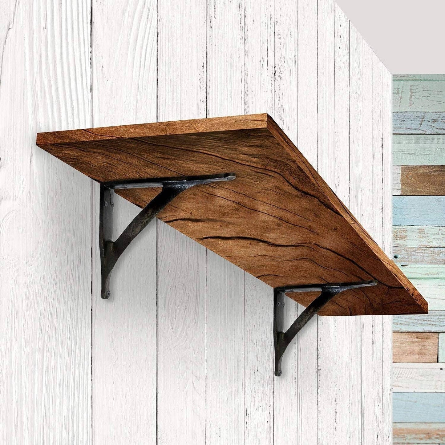 Simple Industrial Shelf Bracket Black Small 5 x 5.5 Inches