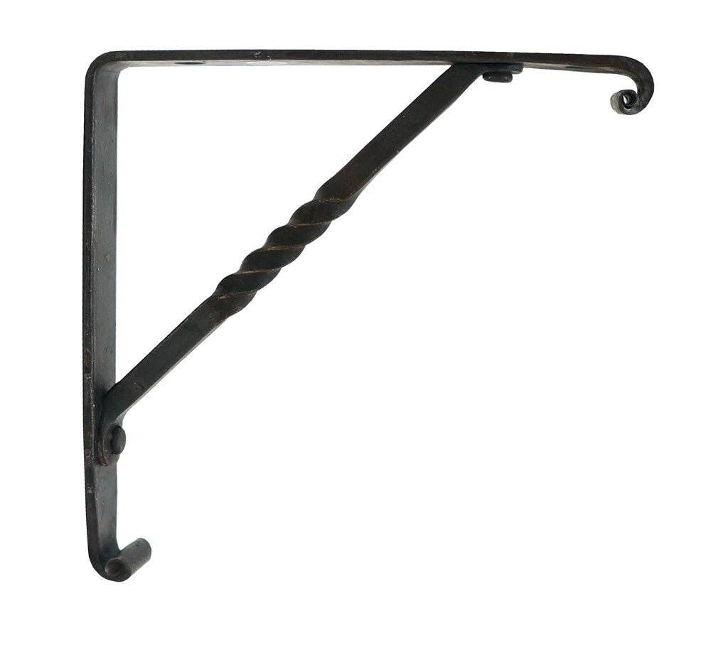 Forged Corner Shelf Bracket with Natural Blacksmith Finish - Iron. 6x6 Inches