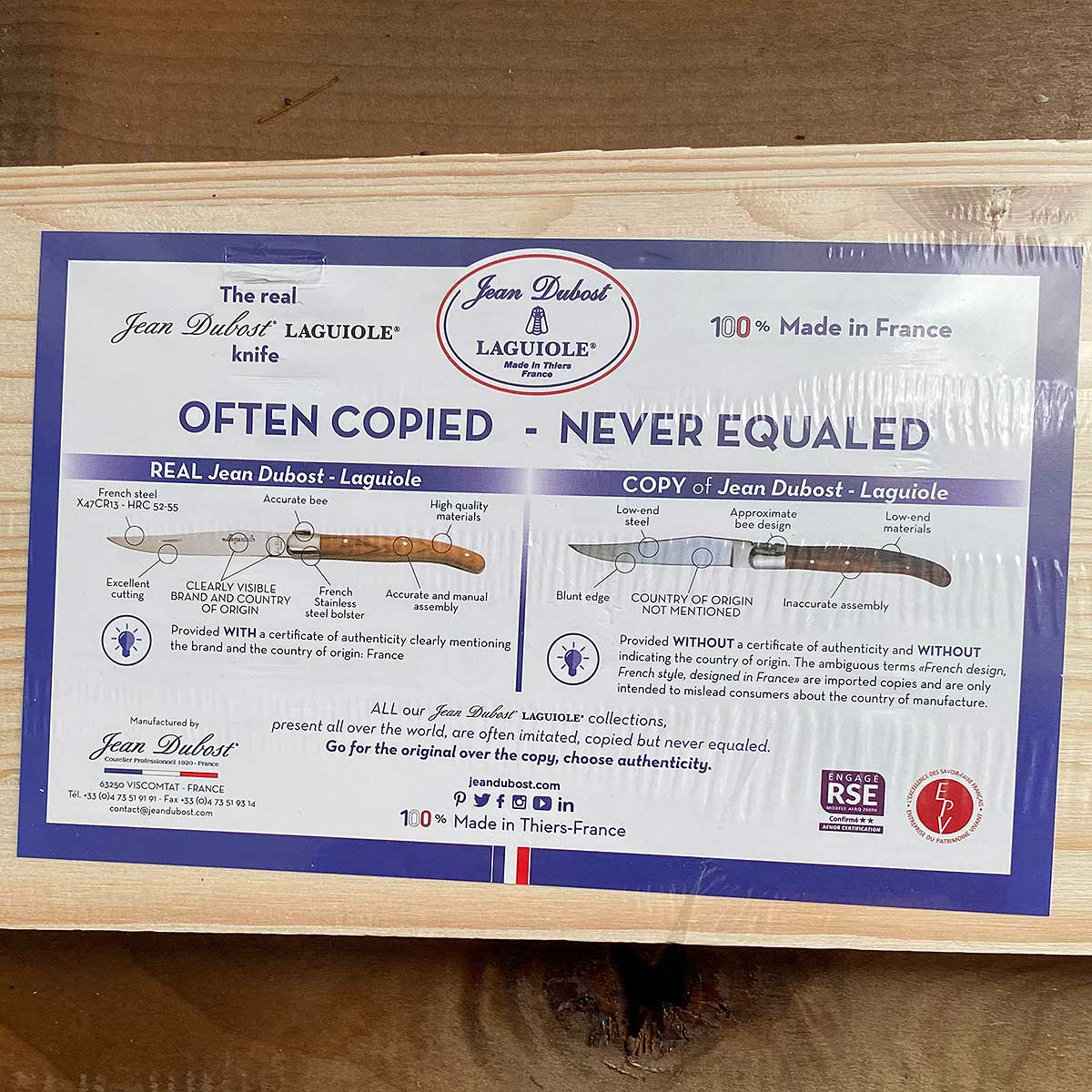 Jean Dubost Laguiole Steak Knives Stainless Steel Handles Set of Six