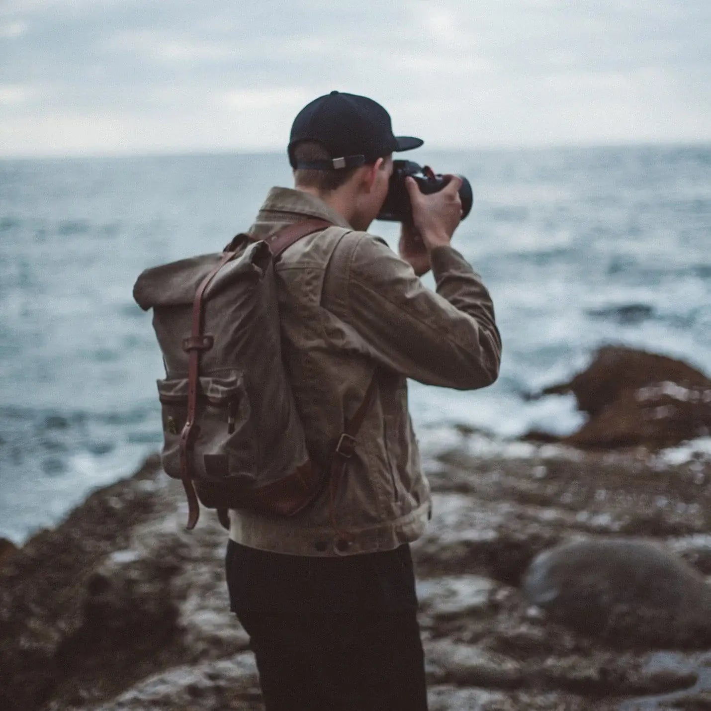 Biographer Waxed Canvas and Leather Backpack - Field Tan