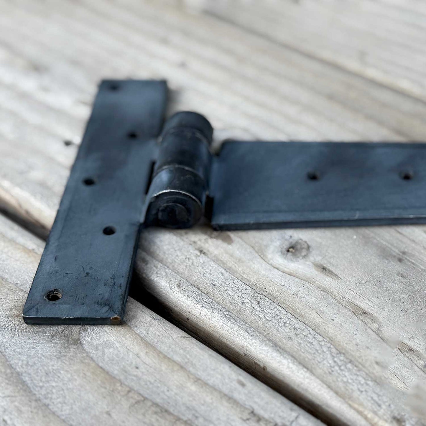 Forged 15 Inch Strap Hinge with Round Penny End Tip - Thicker, 3/8 Inch Steel