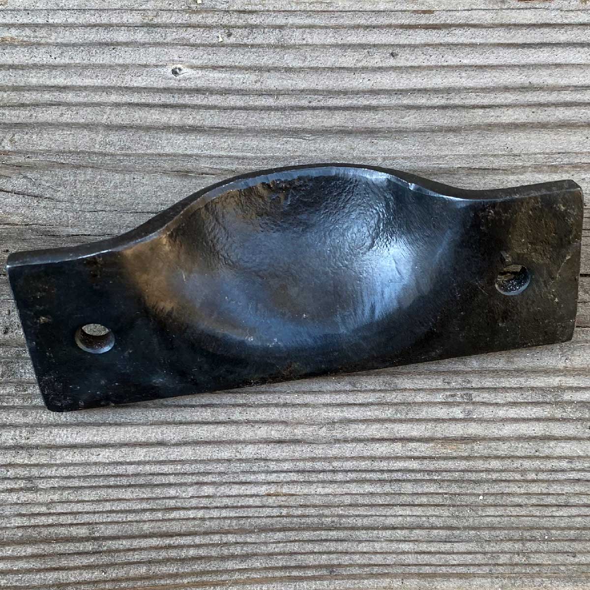 Hand Forged Cup Style Bin Pull 4 Inches Wide - Traditional Finish - Black