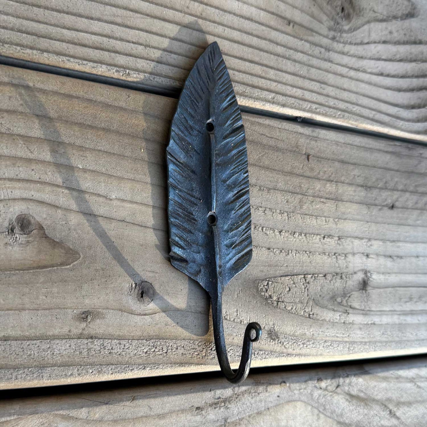 Hand Forged Feather Wall Hook 7 Inches Long