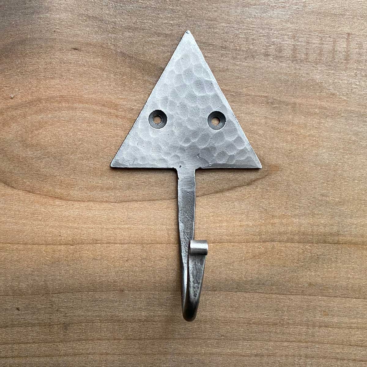 Forged Hammered Triangle Hook With Silver Pewter Finish