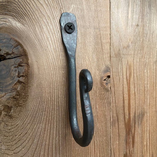 Rustic Hammer Forged Iron Wall Hooks - 4 Inch - 3 Pack