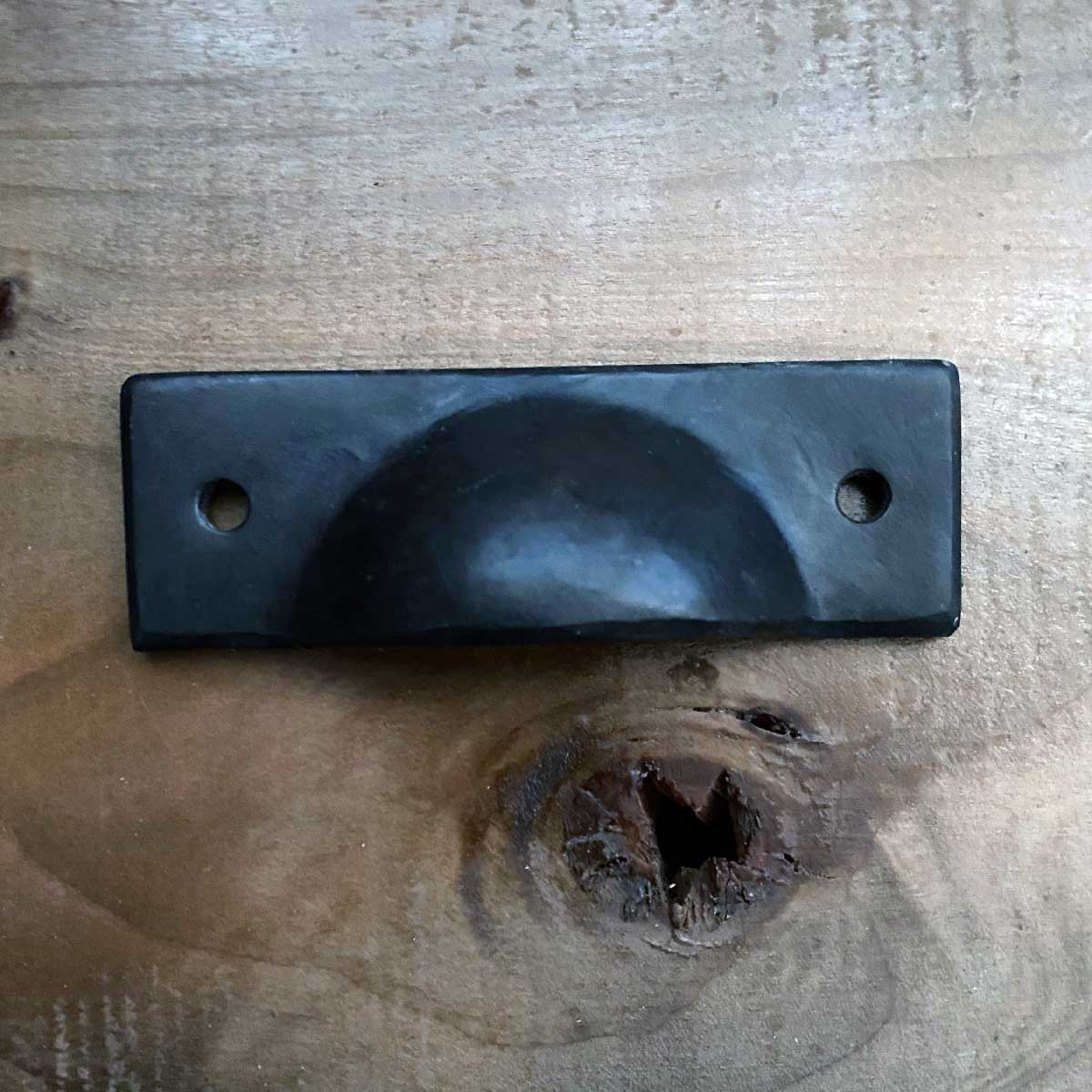 Hand Forged Cup Style Bin Pull 4 Inches Wide - Traditional Finish - Black