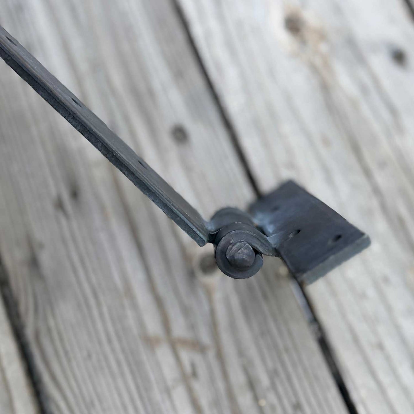 Hand Forged 12 Inch Strap Hinge Traditional Round Penny End Tip - Thicker 3/8 Inch