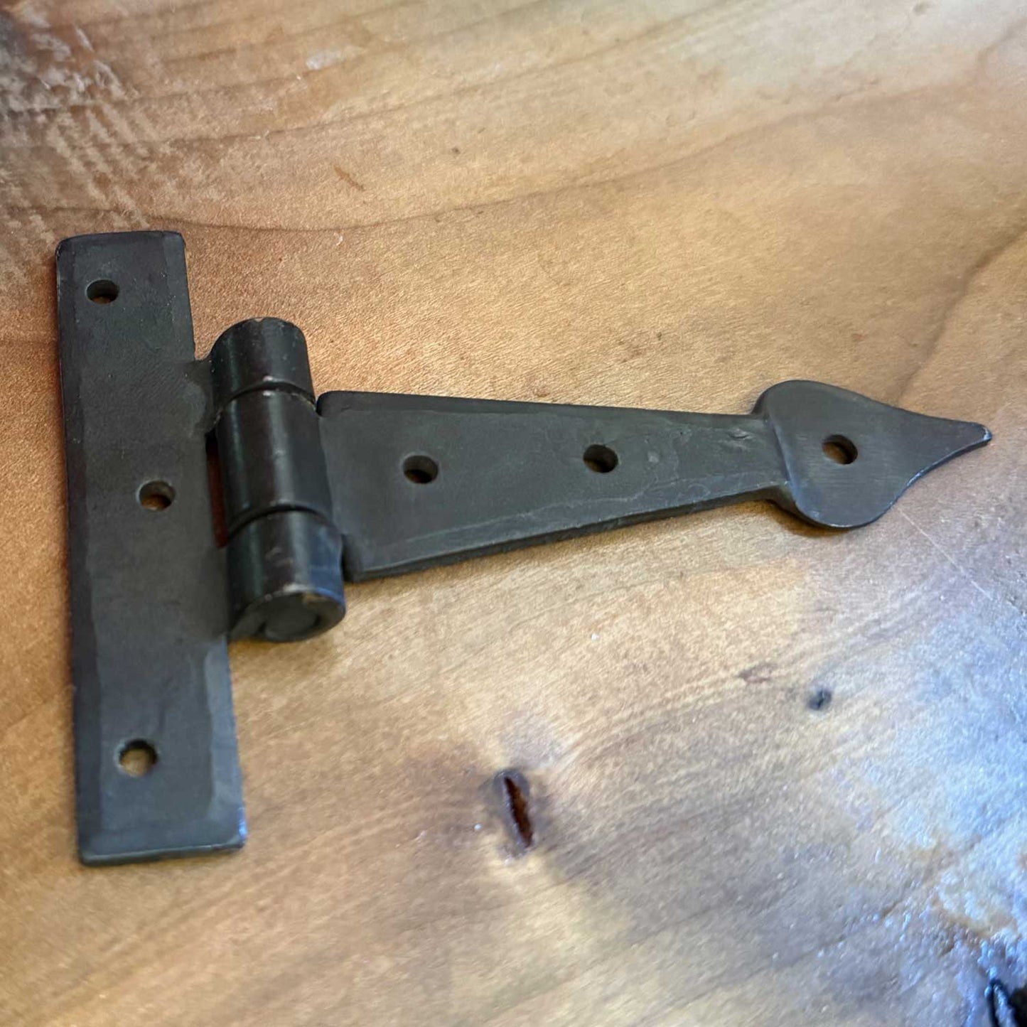 Small 4 Inch Hand Forged Hinge For Small Doors With Blacksmith Finish - Spade / Arrow Tip