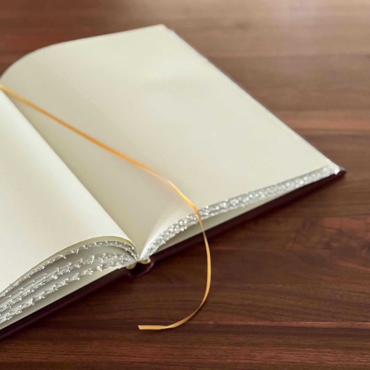 Large Handbound Old Book Style Journal - Hand Cut Pages Unlined 10 x 14 Inches