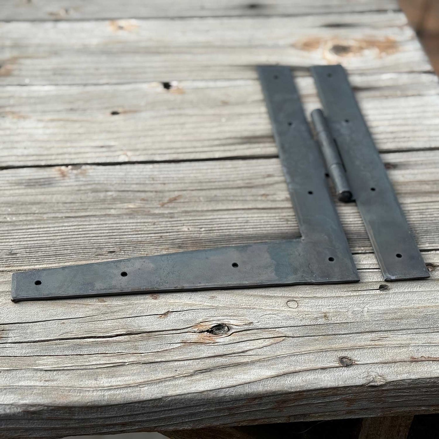 Forged Blacksmith Wax Finish L Hinge 12 Inch - Left Hand