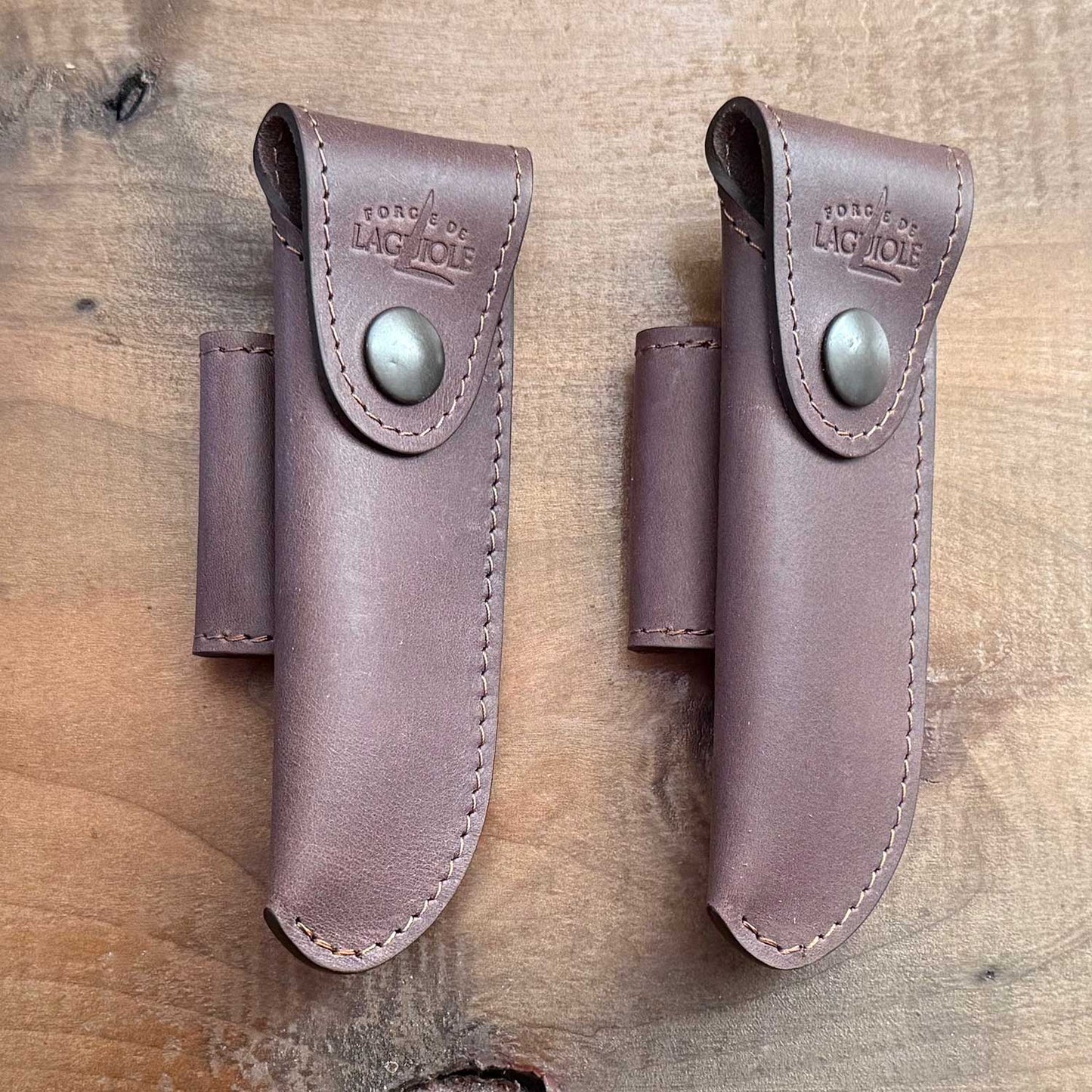 Forge de Laguiole Brown Leather Sheath for Up to 12cm Pocket Knives