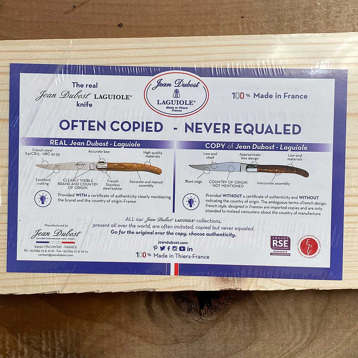 Jean Dubost Steak Knives with Black Handles in Tray Set of Six