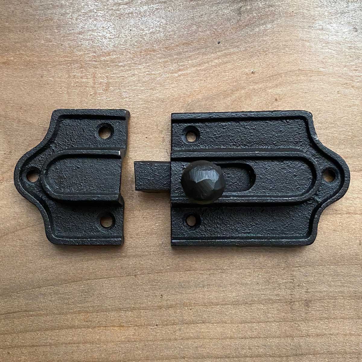 Cast Iron Latch With Sliding Iron Knob For Furniture Doors