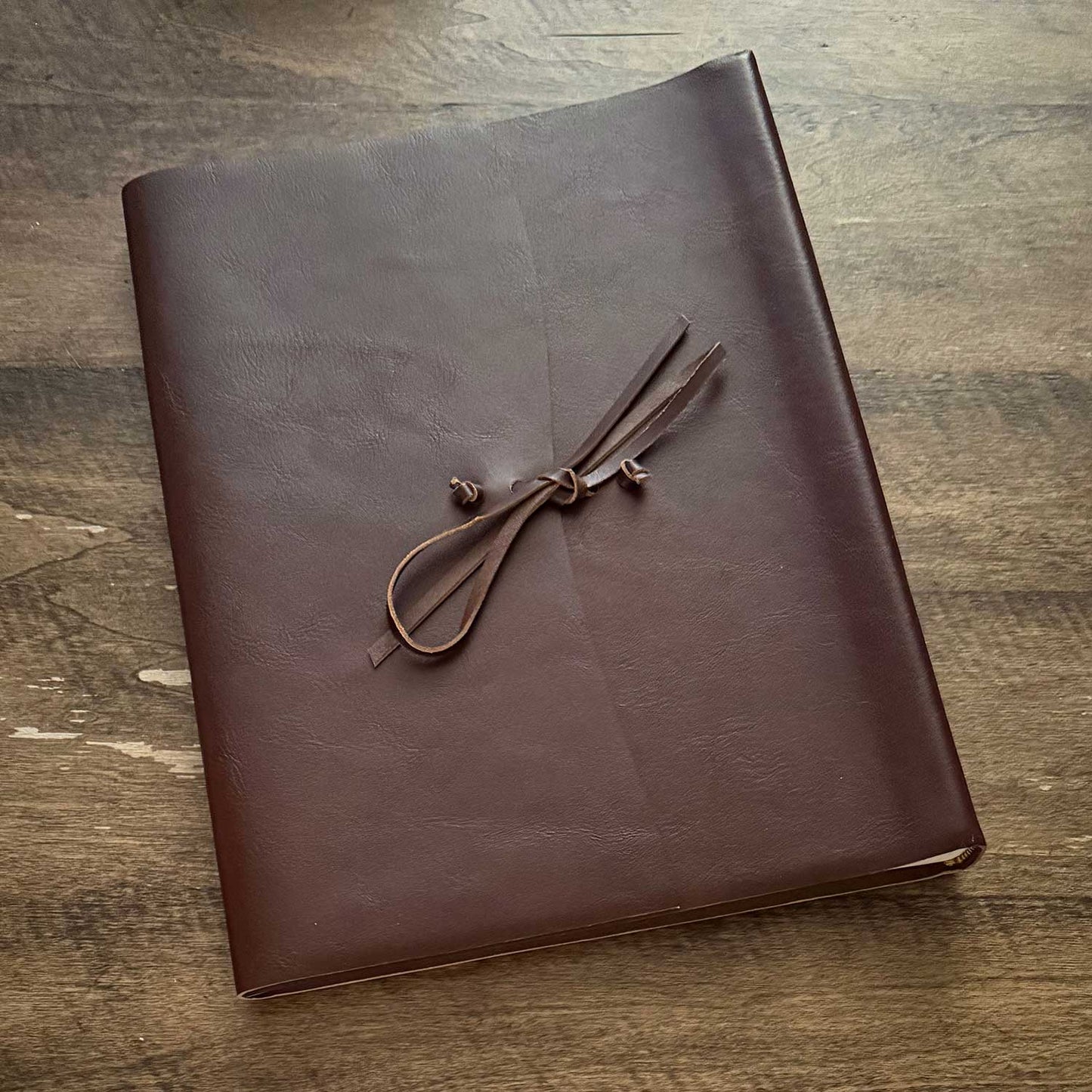 Brown Leather Photo Album with 30 Thick Card Paper Leaves / Pages