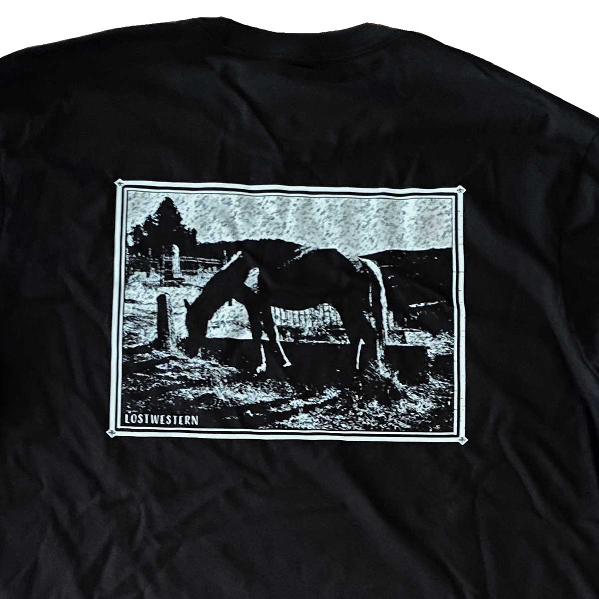 Seated Liberty 1859 / Grave Horse Long Sleeve Black Cotton T-Shirt