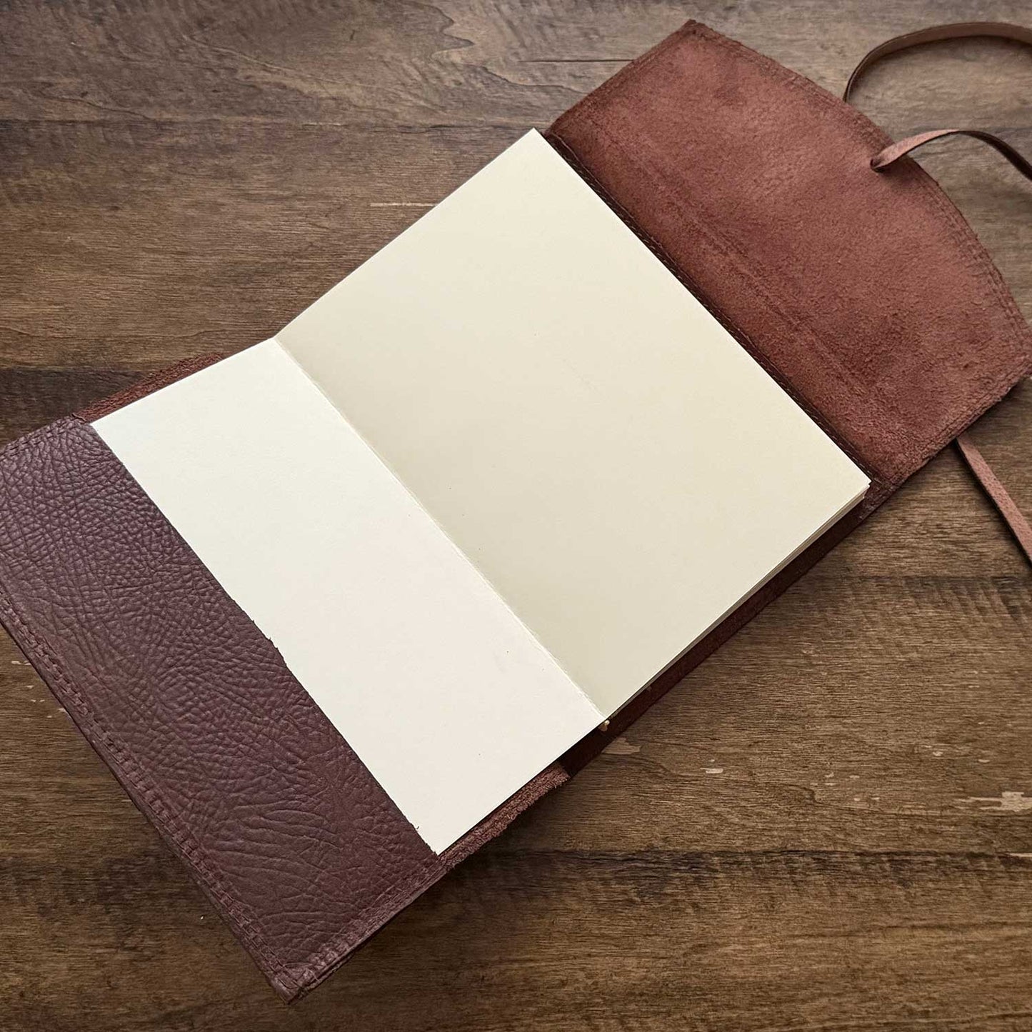 Refillable Leather Journal Unlined 7 x 10 Inches Long Leather Lace / Wrap