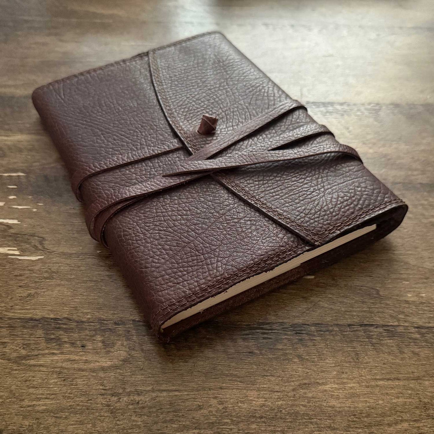 Refillable Leather Journal Unlined 7 x 10 Inches Long Leather Lace / Wrap