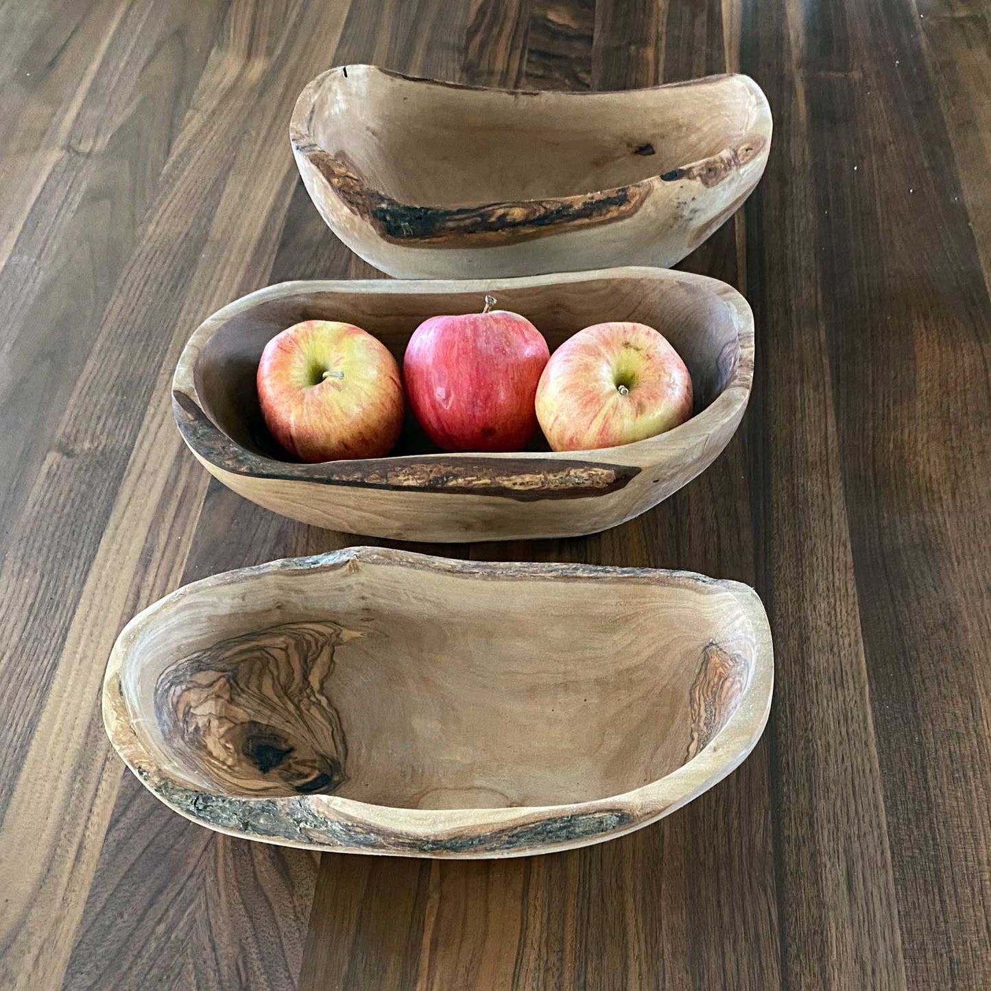 Oval Olive Wood Fruit Bowl 10 - 12 Inches - Olivenholz-Erleben Natural Wood