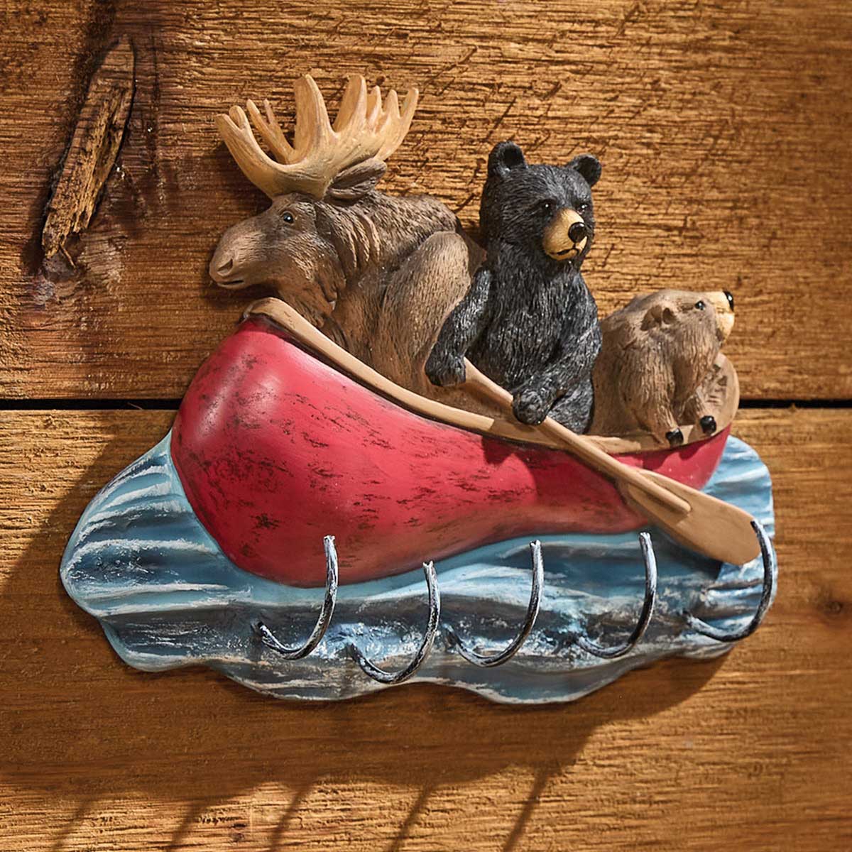 Summer Vacation Key Hook - Moose, Bear and Beaver in Boat