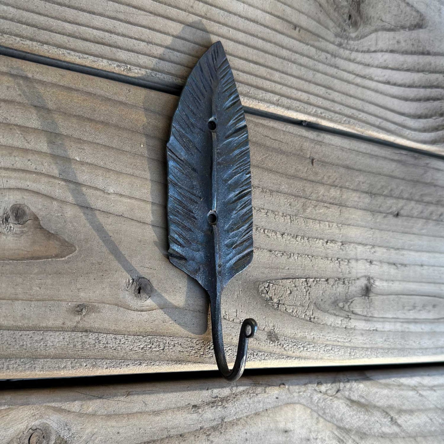 Hand Forged Feather Wall Hook 7 Inches Long