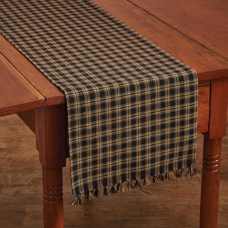 Sturbridge Table Runner Black Plaid Check 13 x 54 Inch
