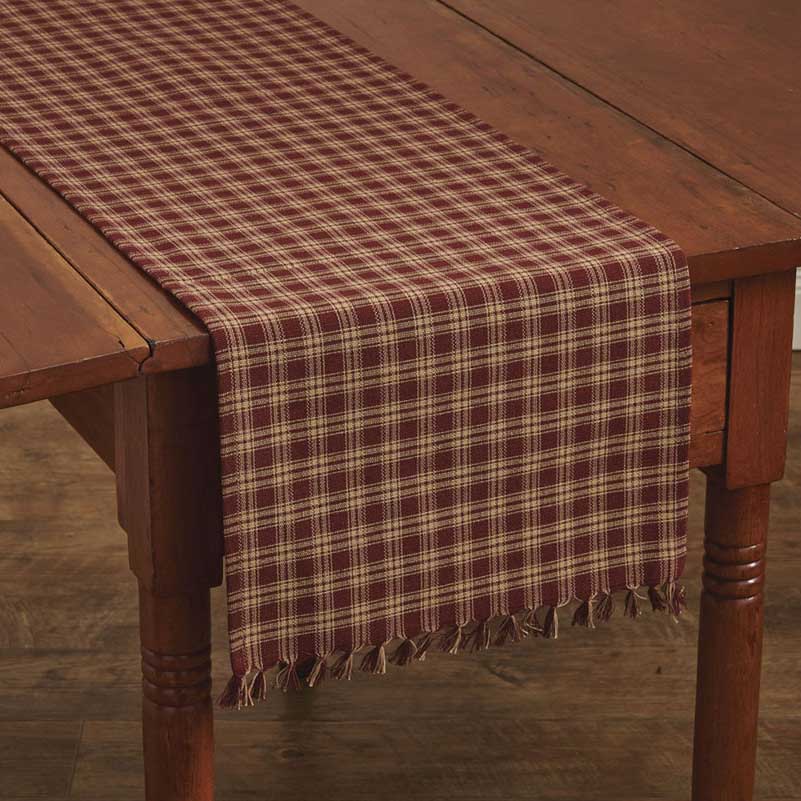Park Designs Sturbridge Table Runner - 54 Inch Wine Red Country Check Plaid