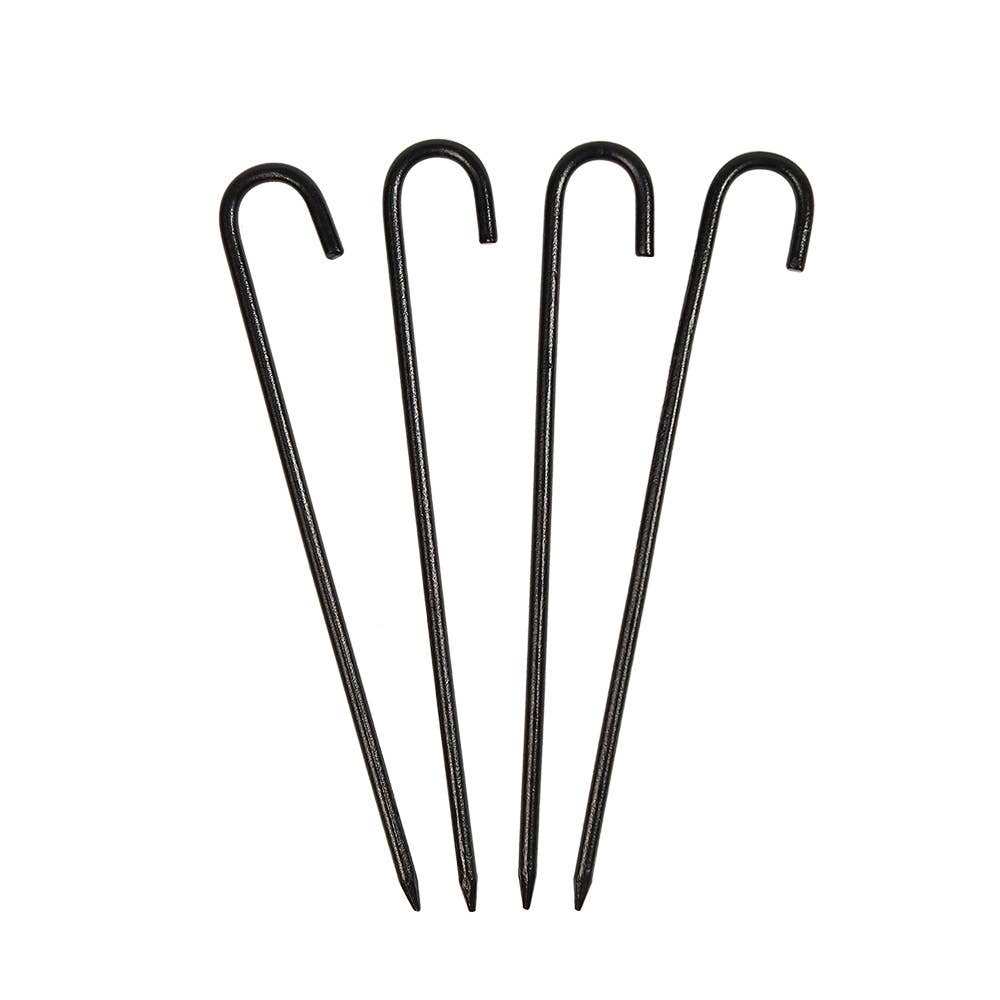 Multi Purpose Plain Black Metal Stakes / Anchoring Pins, Pack of 4
