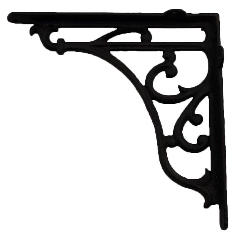 Cast Iron Shelf Bracket Black with Rustic Pattern
