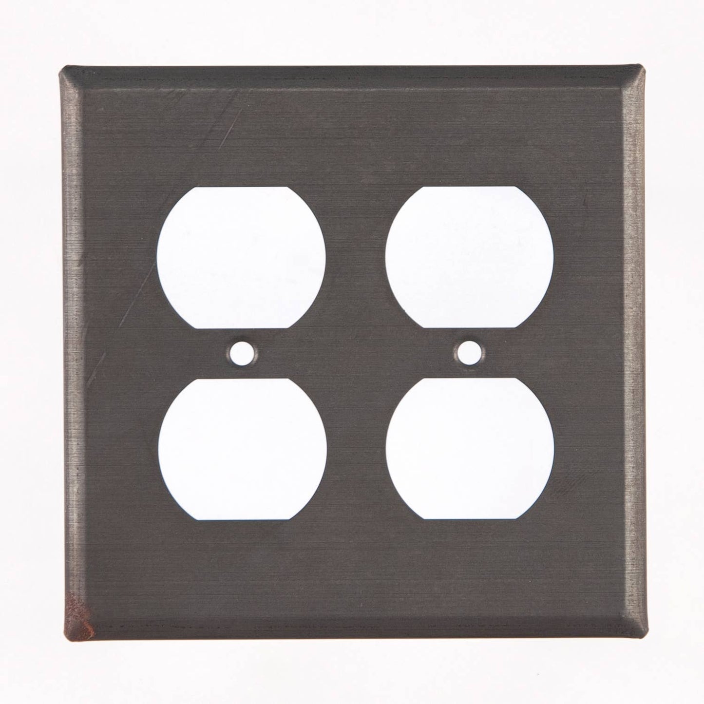Double Outlet Cover Unpierced in Blackened Tin