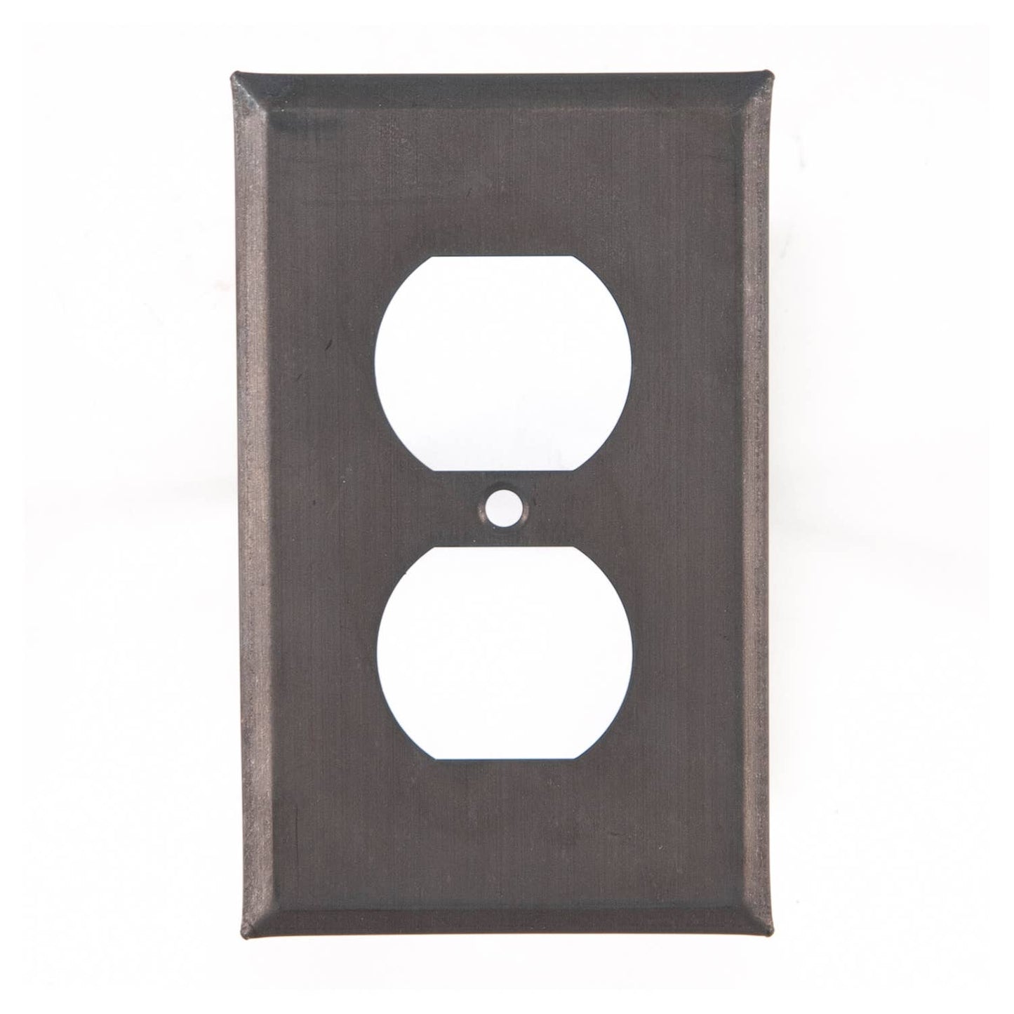 Single Outlet Cover No Patterns Metal in Blackened Tin