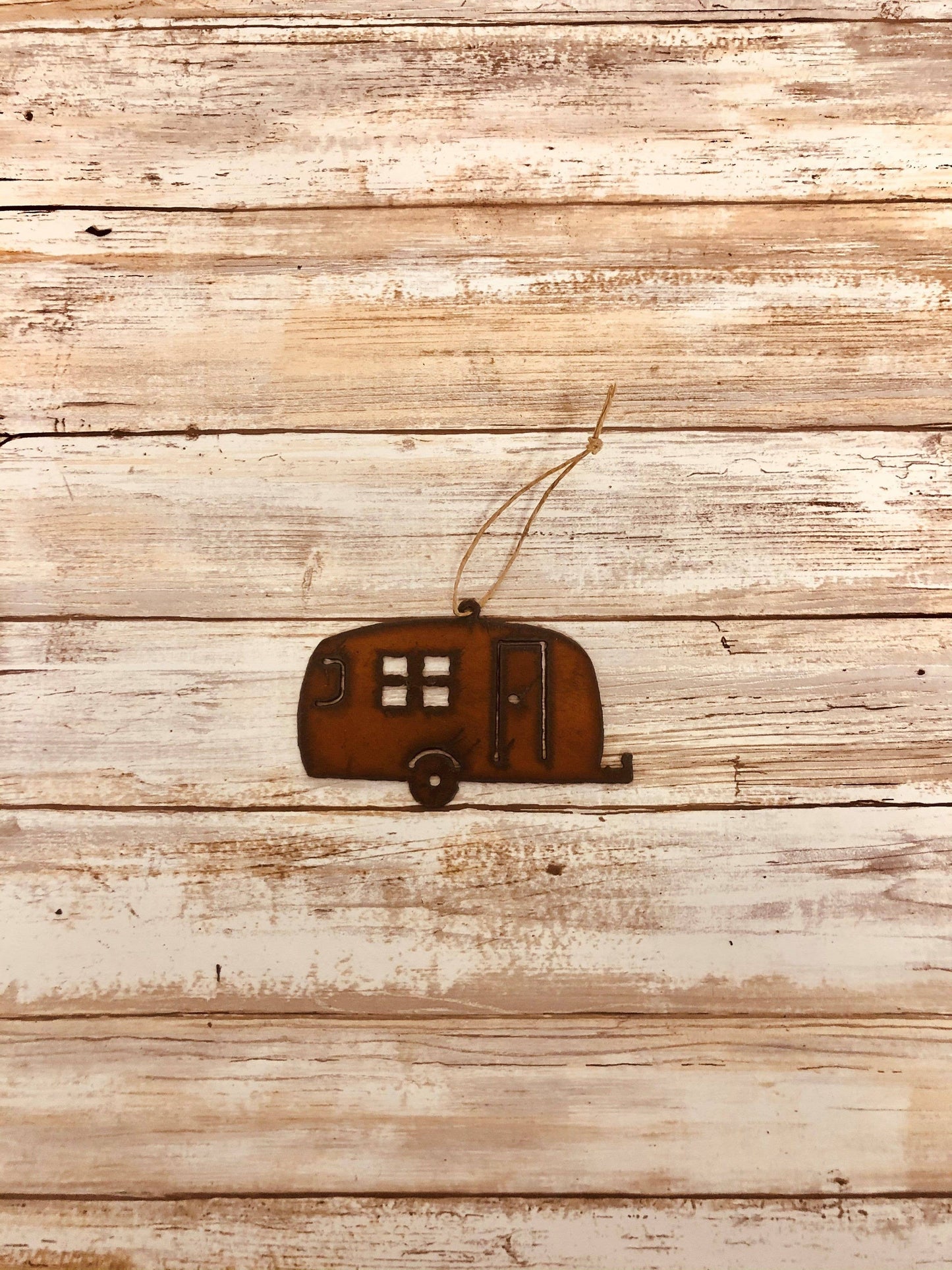Camper Trailer Camping Rustic Iron Ornament